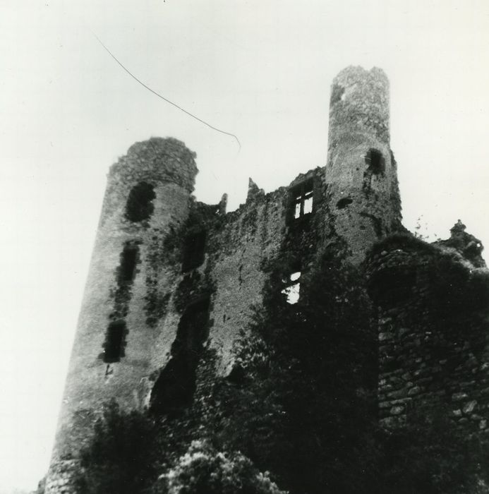 Ruines du château-fort d'Aurouze : Vue partielle des ruines depuis le Sud