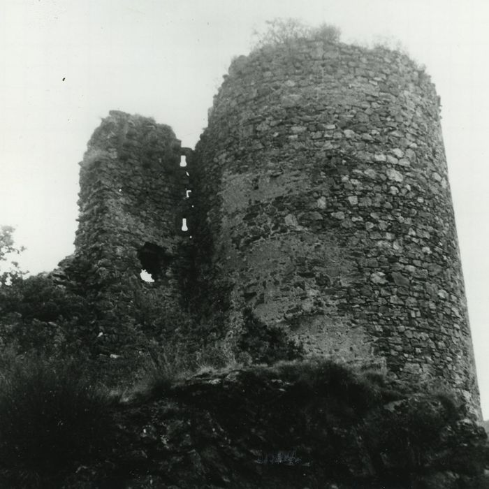 Ruines du château-fort d'Aurouze : Tour ouest, vue générale