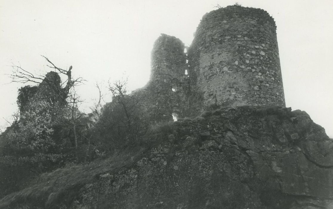 Ruines du château-fort d'Aurouze : Vue partielle des ruines depuis l’Ouest