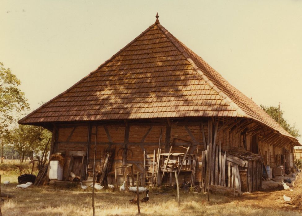 Ferme-manoir : Grange, pignon sud, vue générale