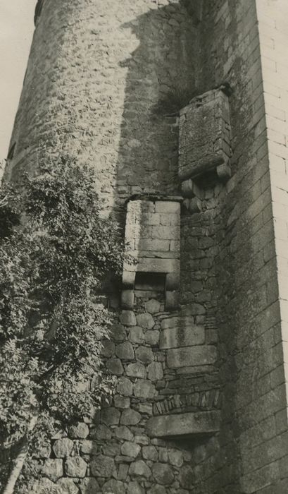 Château de Pompignac : Tour d’escalier sud, angle est, vue partielle