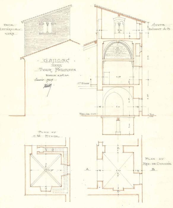 Tour de Palmata : Coupe architecturée, vue générale