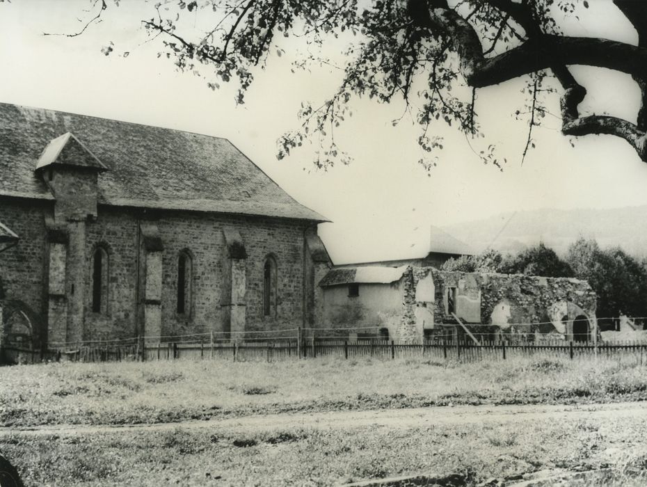 Abbaye de Mélan (ancienne) : Eglise abbatiale, façade latérale nord, vue partielle