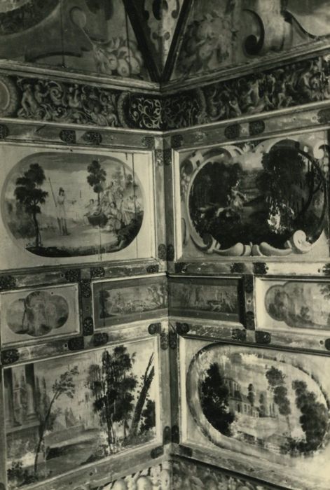 Château de Montvallat : 1er étage, cabinet lambrissé ouest, détail