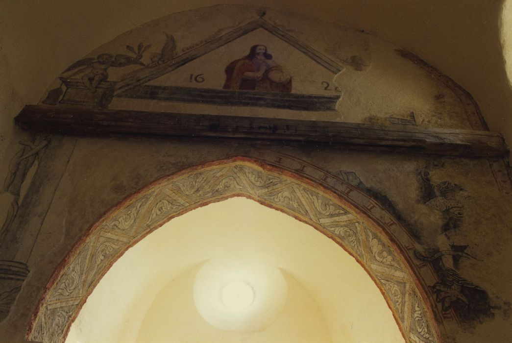 Eglise Saint-Blaise : Nef, peintures monumentales, vue générale