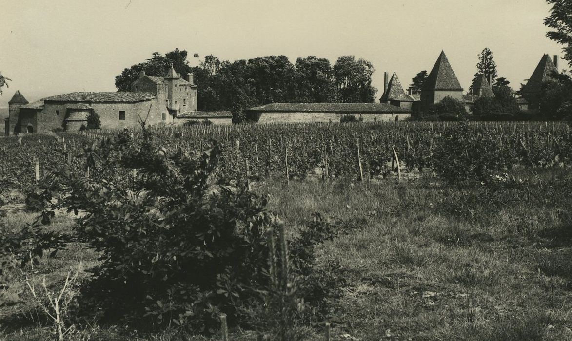 Domaine du château de layé : Vue générale du château dans son environnement depuis l’Ouest