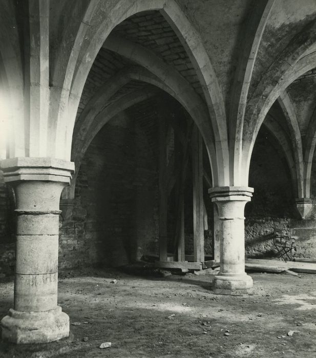 Ancienne Abbaye cistercienne de la Bussière : Cellier, vue partielle