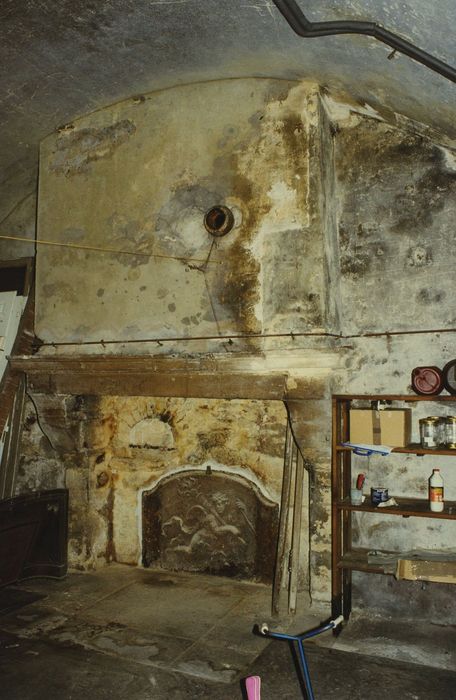 Hôtel Rigoley de Chevigny : Sous-sol, ancienne cuisine, vue générale de la cheminée