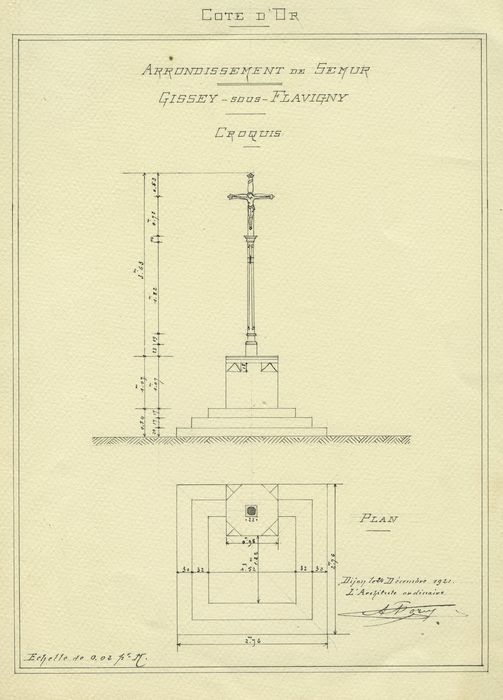 Croix : Plan, élévation, vue générale