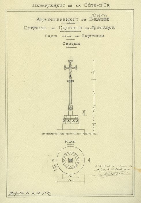 Croix : Plan, élévation, vue générale