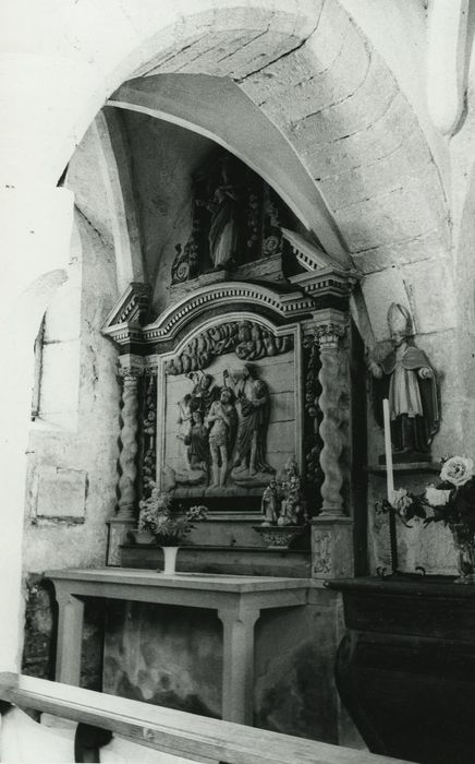 autel latéral nord, bas-relief : Baptême du Christ (le)