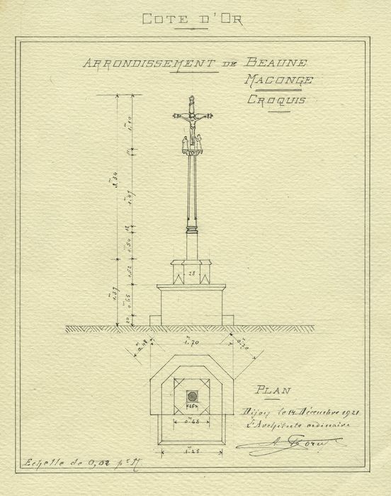 Croix : Plan, élévation, vue générale