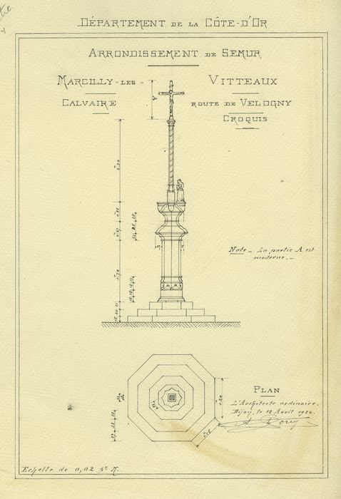 Calvaire : Plan, élévation, vue générale