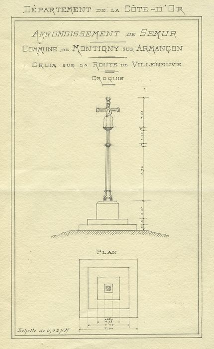 Croix en pierre : Plan, élévation, vue générale