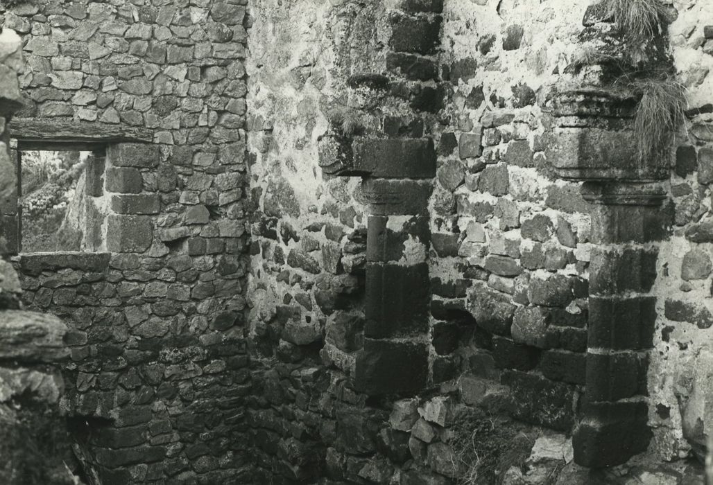 Château d'Agrain : Cheminée monumentale ruinée, vue générale