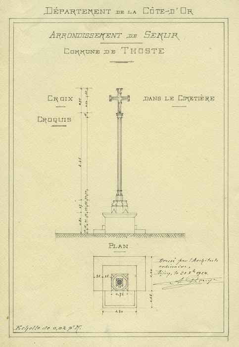 Croix monumentale : Plan, élévation, vue générale