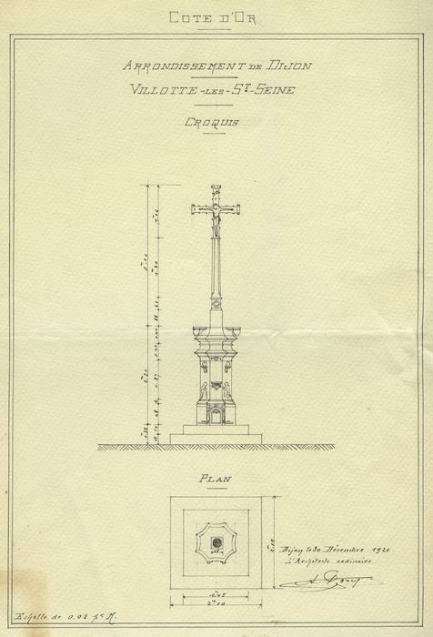 Croix monumentale : Plan, élévation, vue générale