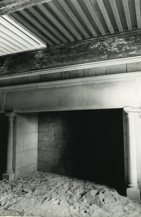 Maison-forte de Freycenet : 1er étage, grande salle, cheminée monumentale, vue générale