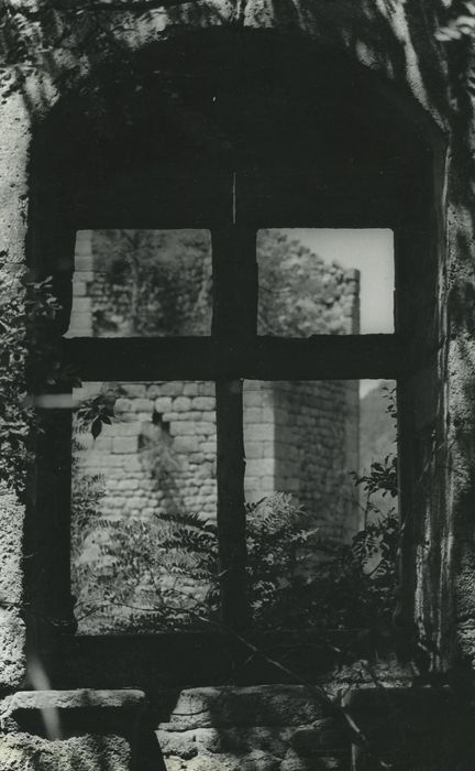 Vestiges du château de Carry : Courtines nord du logis, détail d’une baie 