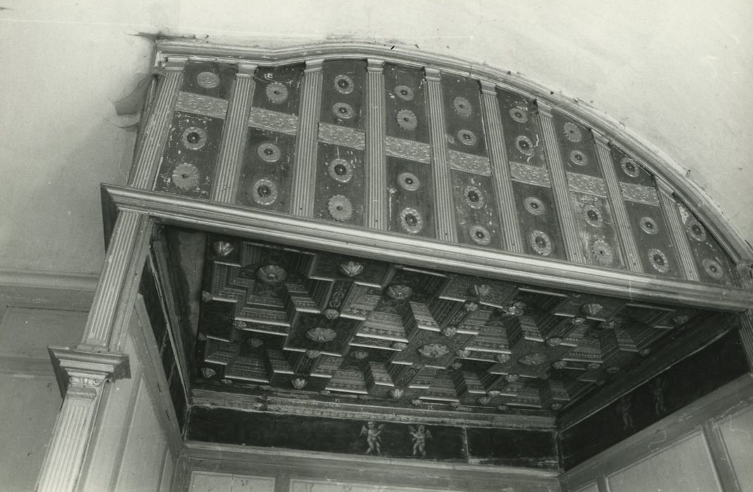 Château fort de Lamothe : Chambre dite chambre papale, vue générale du plafond