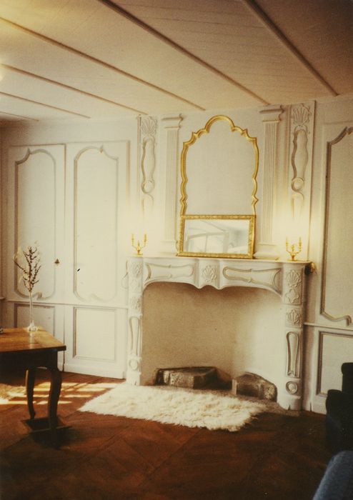 Maison dite Château de la Bilherie : 1er étage, chambre n°2, lambris de revêtement, vue partielle