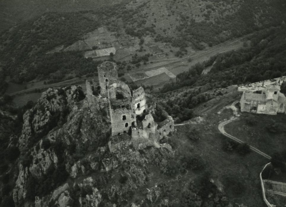 Château de Léotoing : Vue aérienne de l’ensemble des ruines