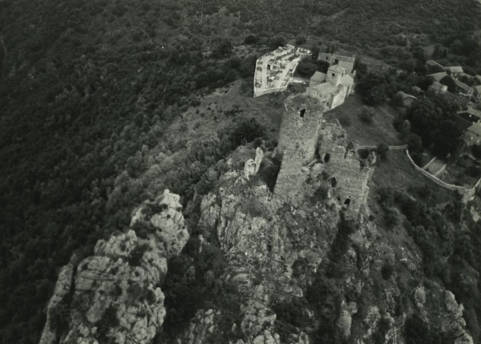 Château de Léotoing : Vue aérienne de l’ensemble des ruines