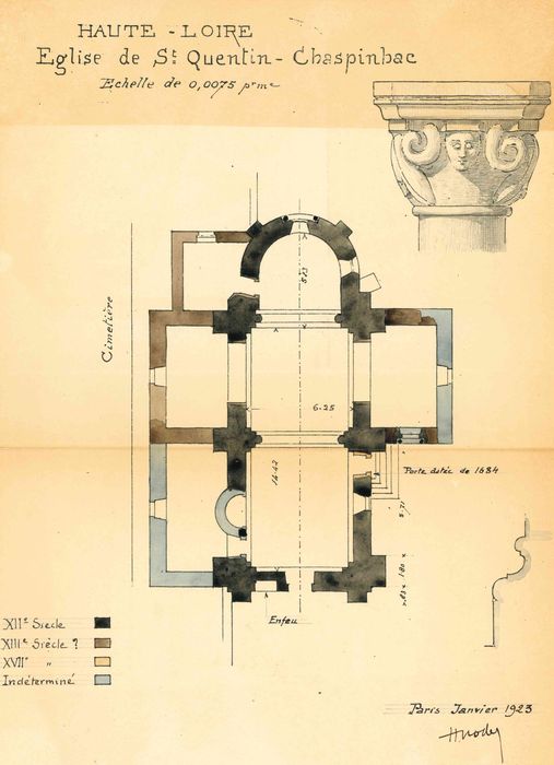 Eglise Saint-Julien de Saint-Quentin-Chaspinhac : Plan, vue générale