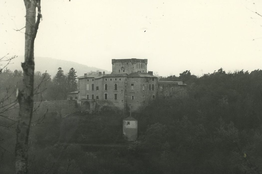 Château de Poinsac : Vue générale du château dans son environnement depuis l’Est