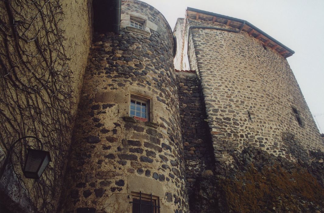 Château de Gendriac : Cour intérieure, tourelle d’escalier et logis supérieur d’accès au donjon, façade est, vue partielle