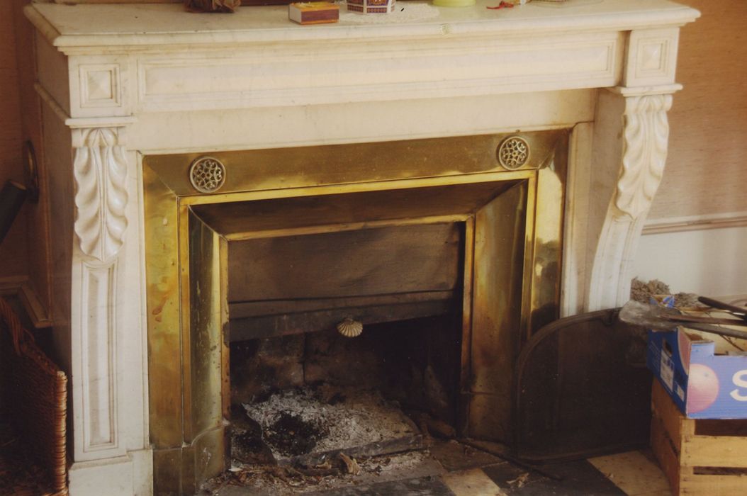 Distillerie Maurin-Vey : Enclos nord, maison de maître, 1er étage, cheminée, vue générale