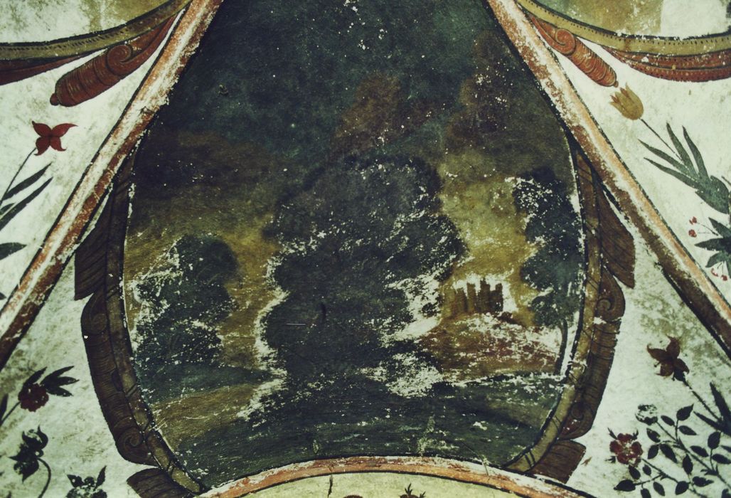 Château de la Beaume : Rez-de-chaussée, cabinet, peintures monumentales, détail