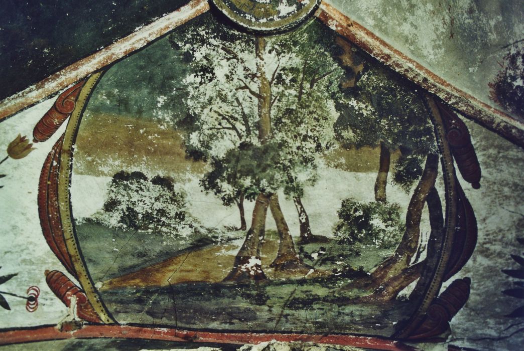 Château de la Beaume : Rez-de-chaussée, cabinet, peintures monumentales, détail