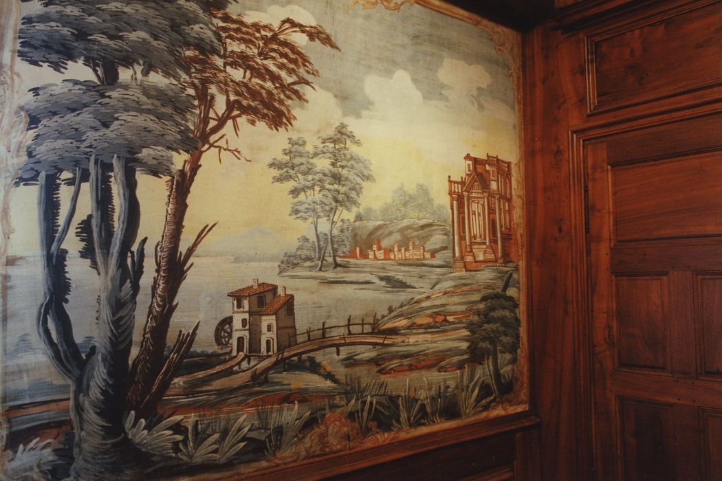 Maison du bailli : Grand salon, toile peinte , détail