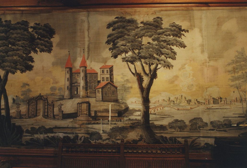 Maison du bailli : Grand salon, toile peinte, détail