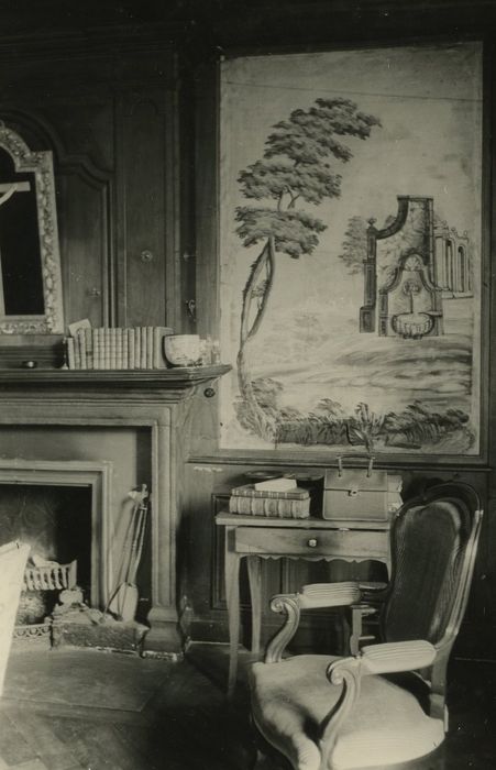 Maison du bailli : Grand salon, toile peinte, vue partielle