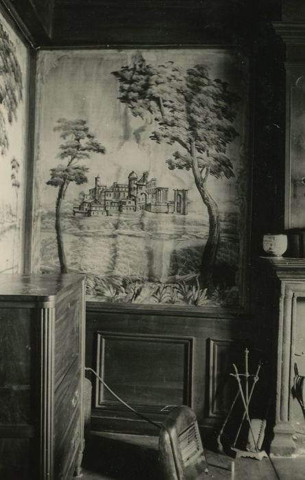 Maison du bailli : Grand salon, toile peinte, vue partielle