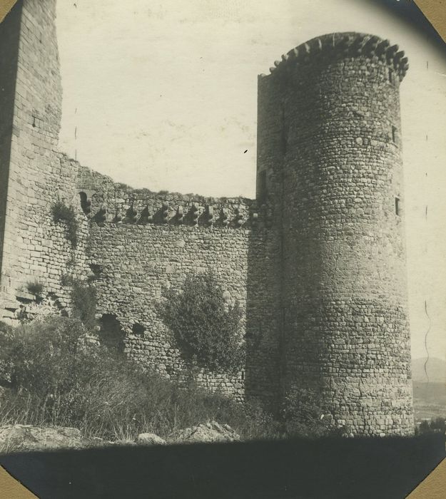 Ruines du Château fort de Rochebaron : Vue partielle des ruines, courtine ouest