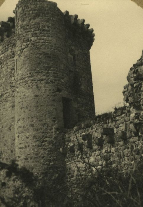 Ruines du Château fort de Rochebaron : Vue partielle des ruines, tour des Prisonniers