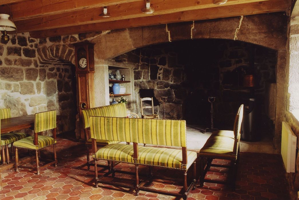 Ferme Paradis la Montjoie de Montferrat : Logis, grande salle, cheminée monumentale, vue générale