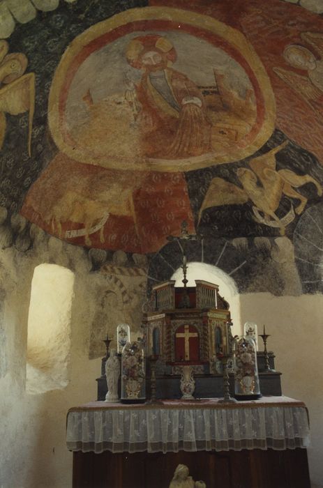 Eglise de Bousselargues : Abside du choeur, peintures monumentales, vue partielle