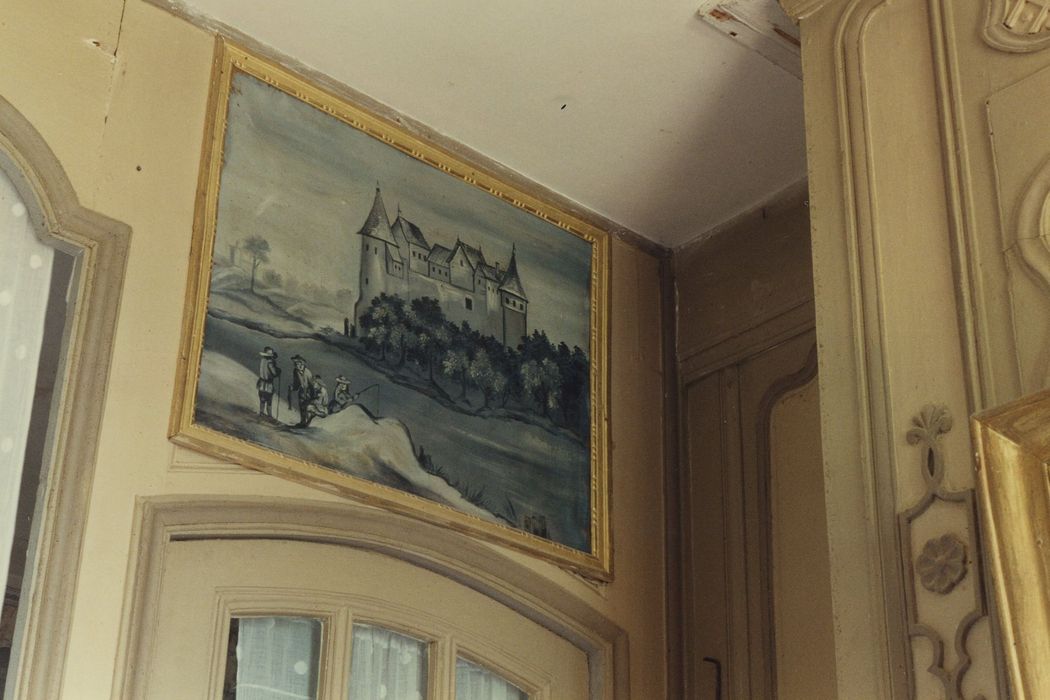 Château du Bos : 2e étage, chambre à alcôve, dessus-de-porte, détail