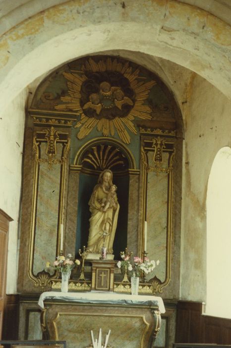 autel, retable, statue : Vierge à l'Enfant (autel secondaire de la Vierge)