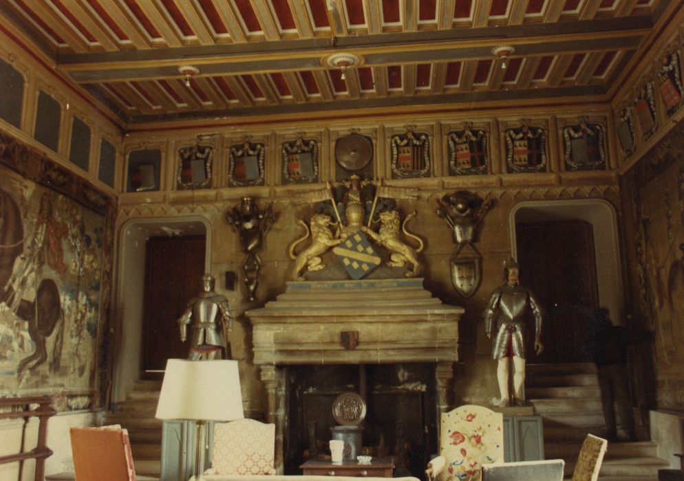 Château de Chastellux : Salle des gardes, vue partielle du plafond