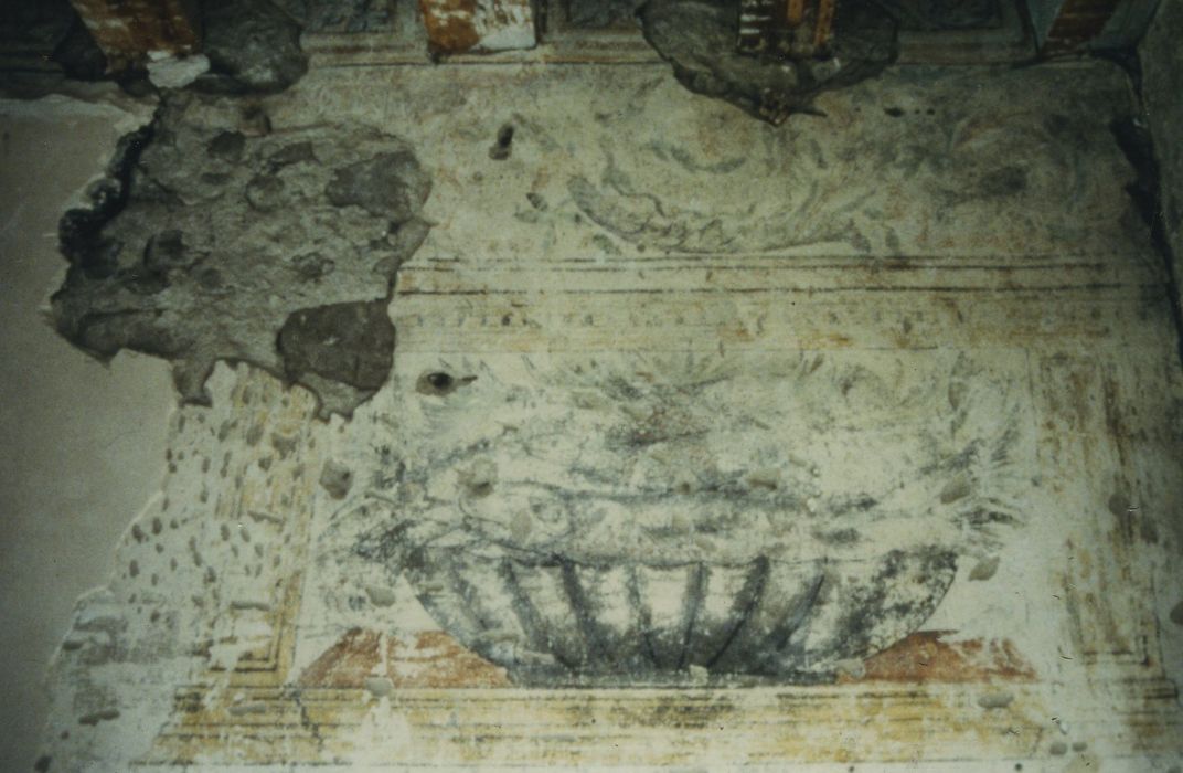 Château de Loëx : 1er étage, peinture monumentale, détail (mur nord)