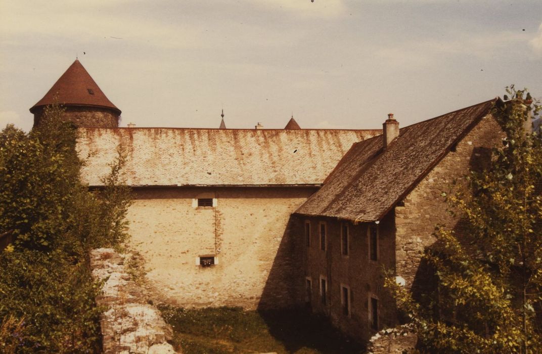 Château comtal : Cour ouest, ailes et sud et est, façades ouest et nord, vue générale