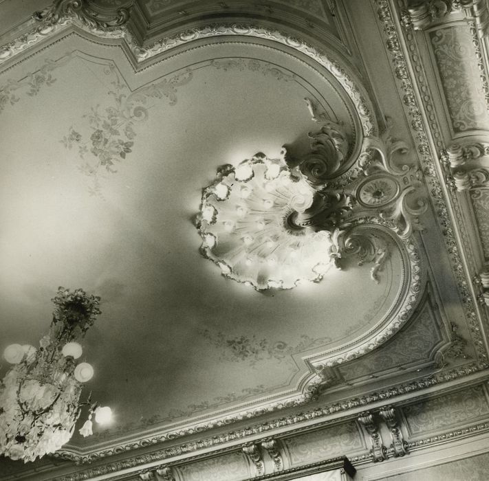 Hôtel de ville (ancien hôtel de la famille Lumière) : Salon d’honneur, vue partielle du plafond