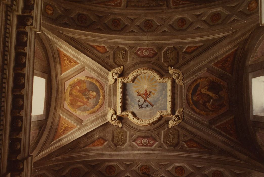 Eglise Saint-Thomas-Becket : Nef, peinture monumentale de la voûte, vue partielle