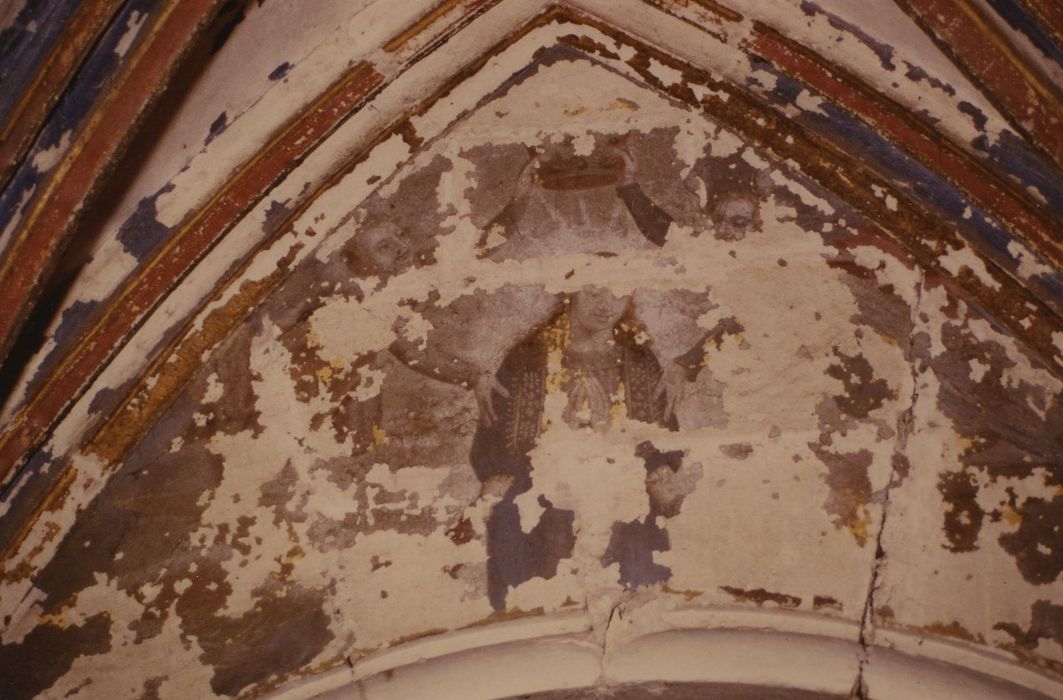 Château de Faulin : Chapelle, peinture monumentale, détail : Couronnement de la Vierge