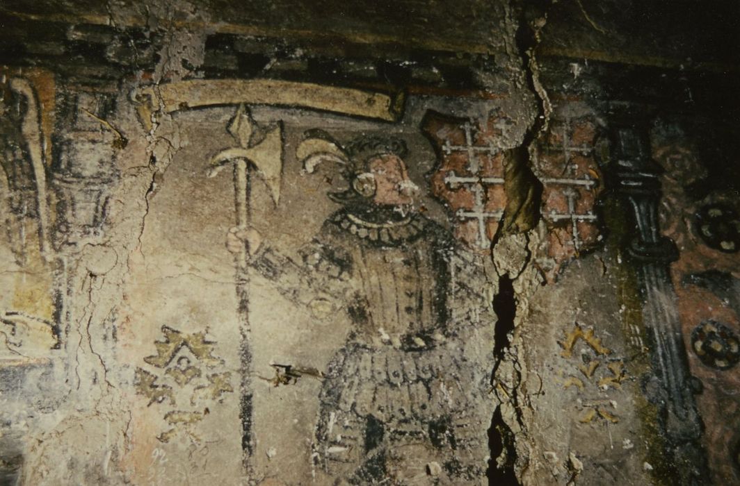 Maison-forte de la Sauffaz : Peinture monumentale, détail (Godefroy de Bouillon)